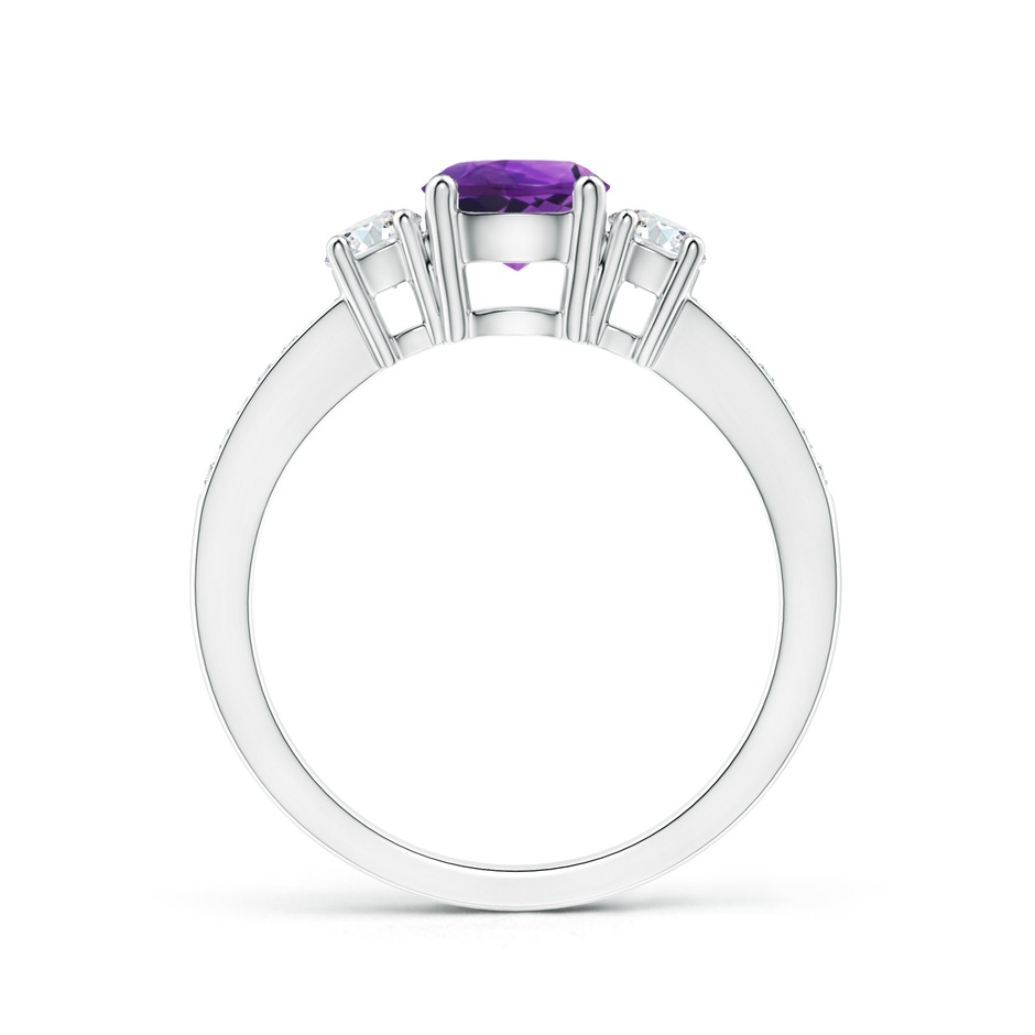 6mm AAAA Classic Three Stone Amethyst and Diamond Ring in White Gold side-1