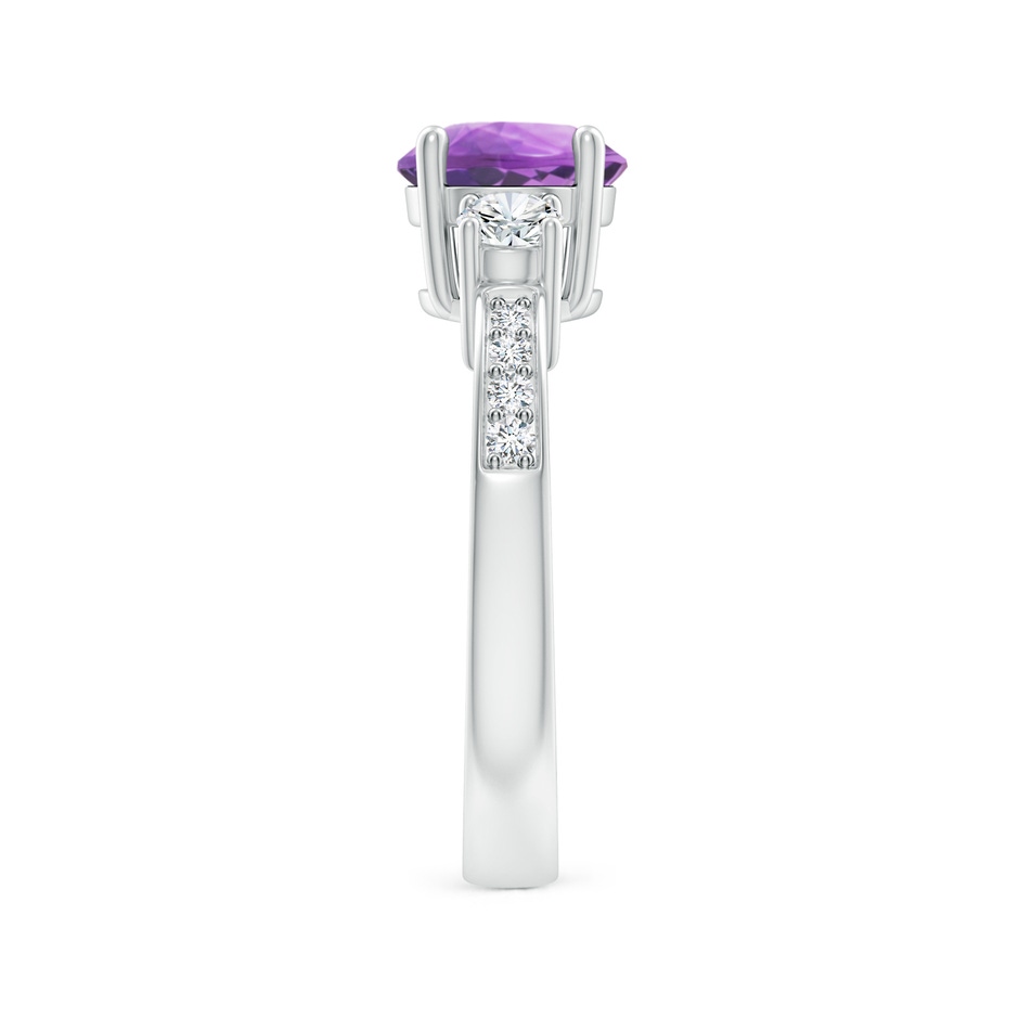 7mm A Classic Three Stone Amethyst and Diamond Ring in S999 Silver side 299