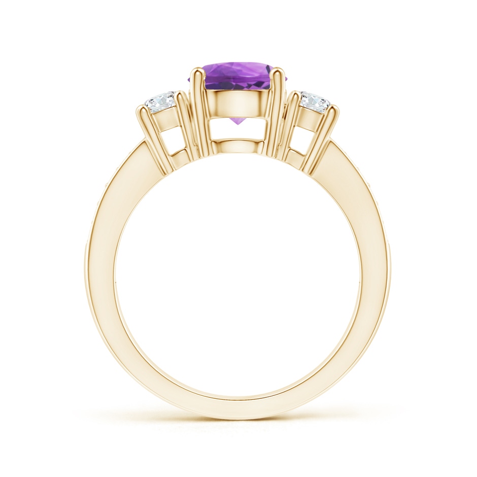 7mm AA Classic Three Stone Amethyst and Diamond Ring in Yellow Gold side 199