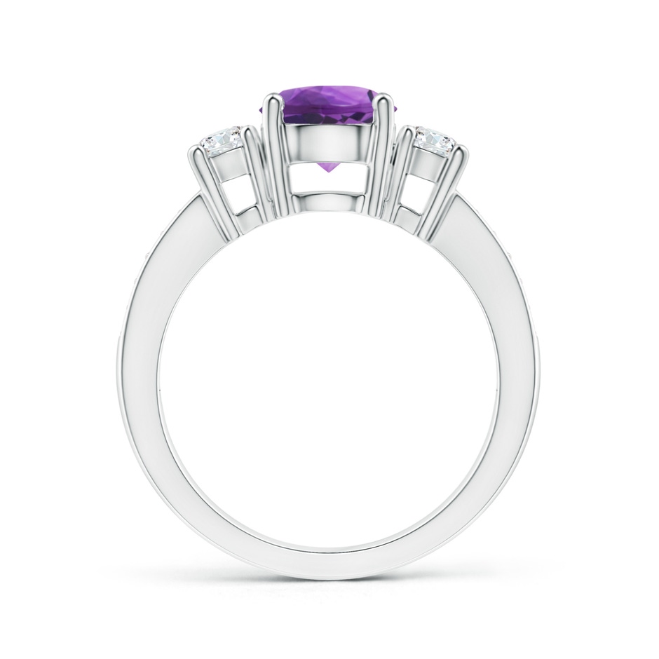 7mm AAA Classic Three Stone Amethyst and Diamond Ring in 18K White Gold side 199