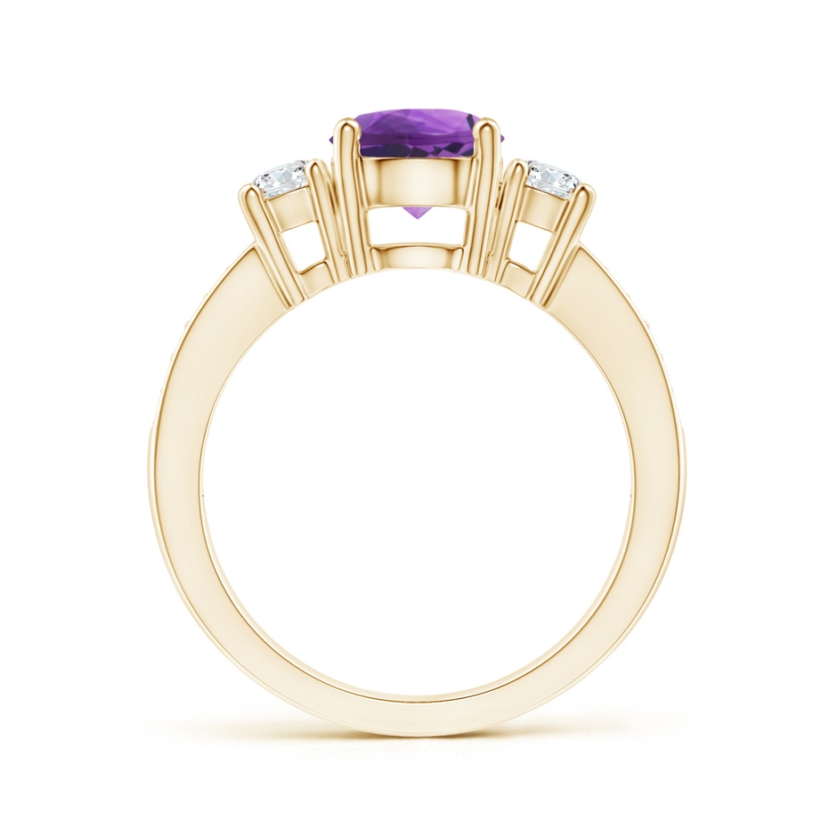 7mm AAA Classic Three Stone Amethyst and Diamond Ring in Yellow Gold side 199