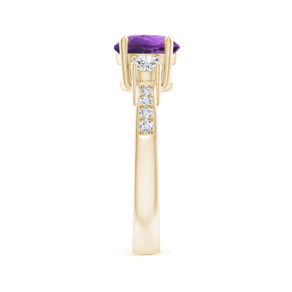 7mm AAA Classic Three Stone Amethyst and Diamond Ring in Yellow Gold side 299