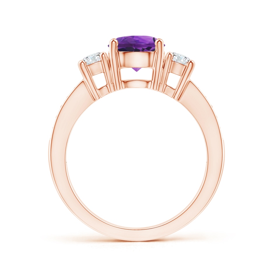 7mm AAAA Classic Three Stone Amethyst and Diamond Ring in Rose Gold side 199