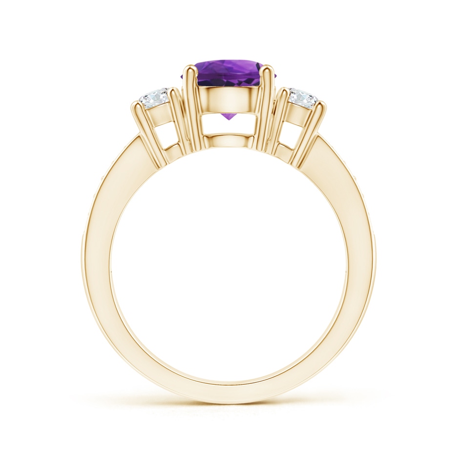 7mm AAAA Classic Three Stone Amethyst and Diamond Ring in Yellow Gold side 199