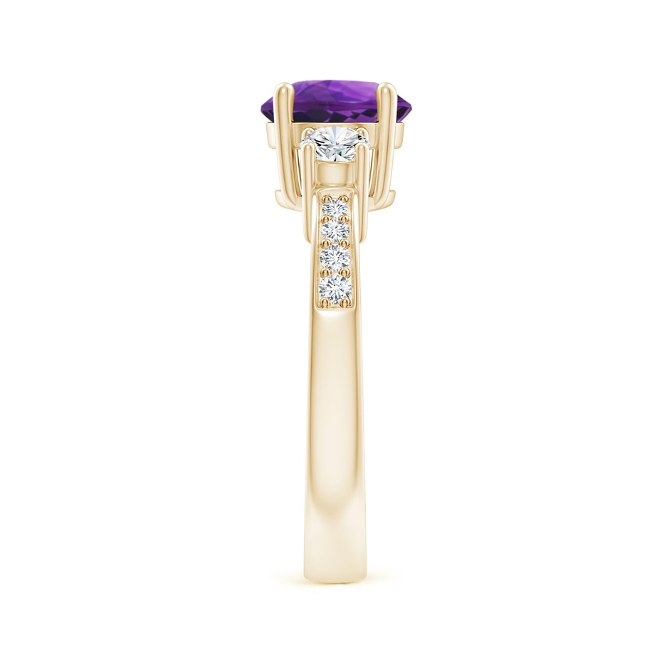 7mm AAAA Classic Three Stone Amethyst and Diamond Ring in Yellow Gold side 299