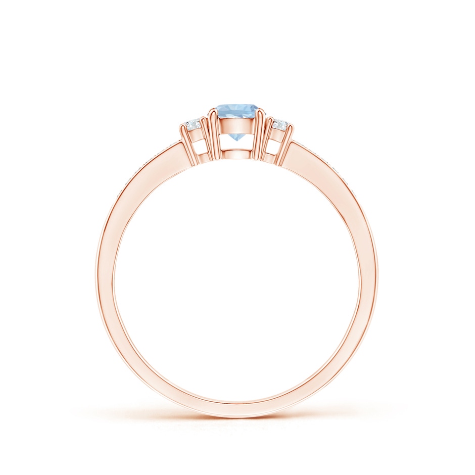 4mm AA Classic Three Stone Round Aquamarine and Diamond Engagement Ring in Rose Gold side 199