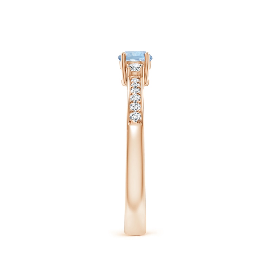 4mm AA Classic Three Stone Round Aquamarine and Diamond Engagement Ring in Rose Gold side 299
