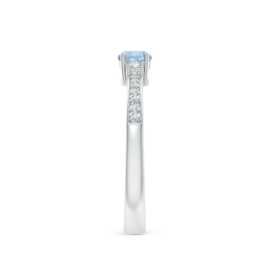4mm AA Classic Three Stone Round Aquamarine and Diamond Engagement Ring in White Gold side 299