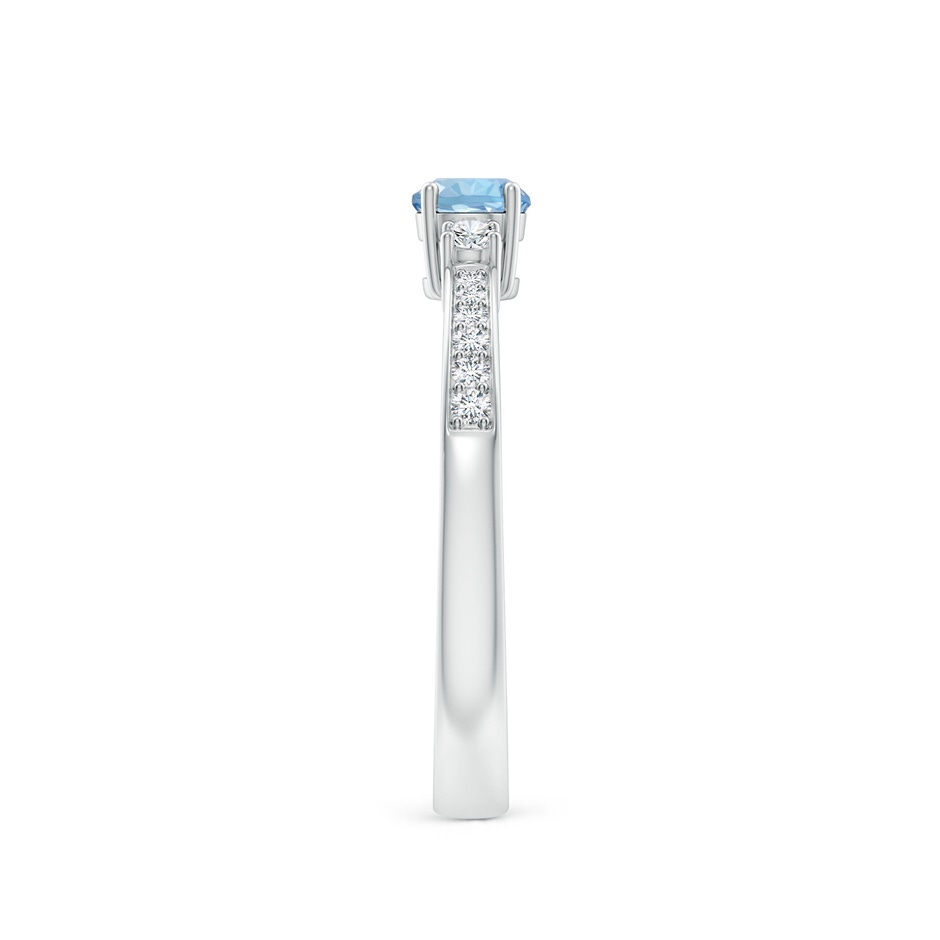 4mm AAA Classic Three Stone Round Aquamarine and Diamond Engagement Ring in P950 Platinum side 299