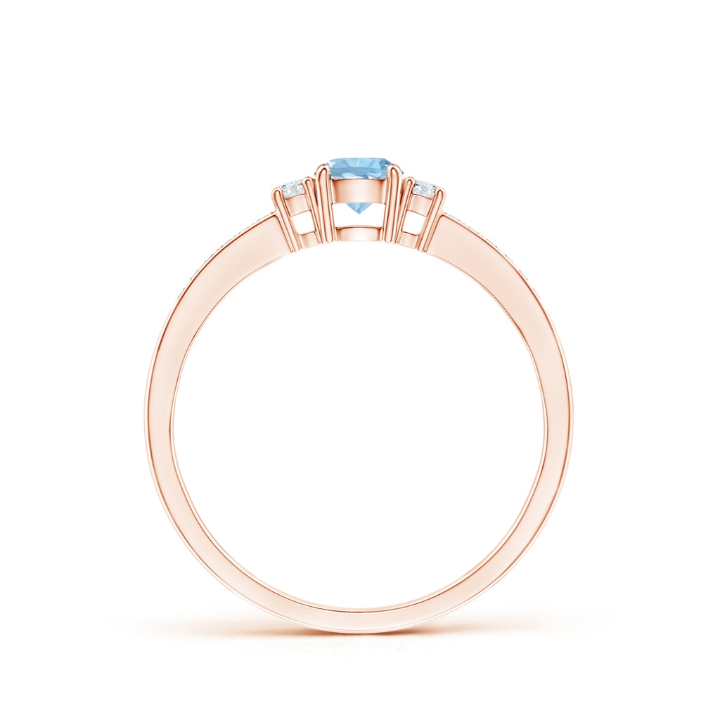 4mm AAA Classic Three Stone Aquamarine and Diamond Ring in Rose Gold Side-1