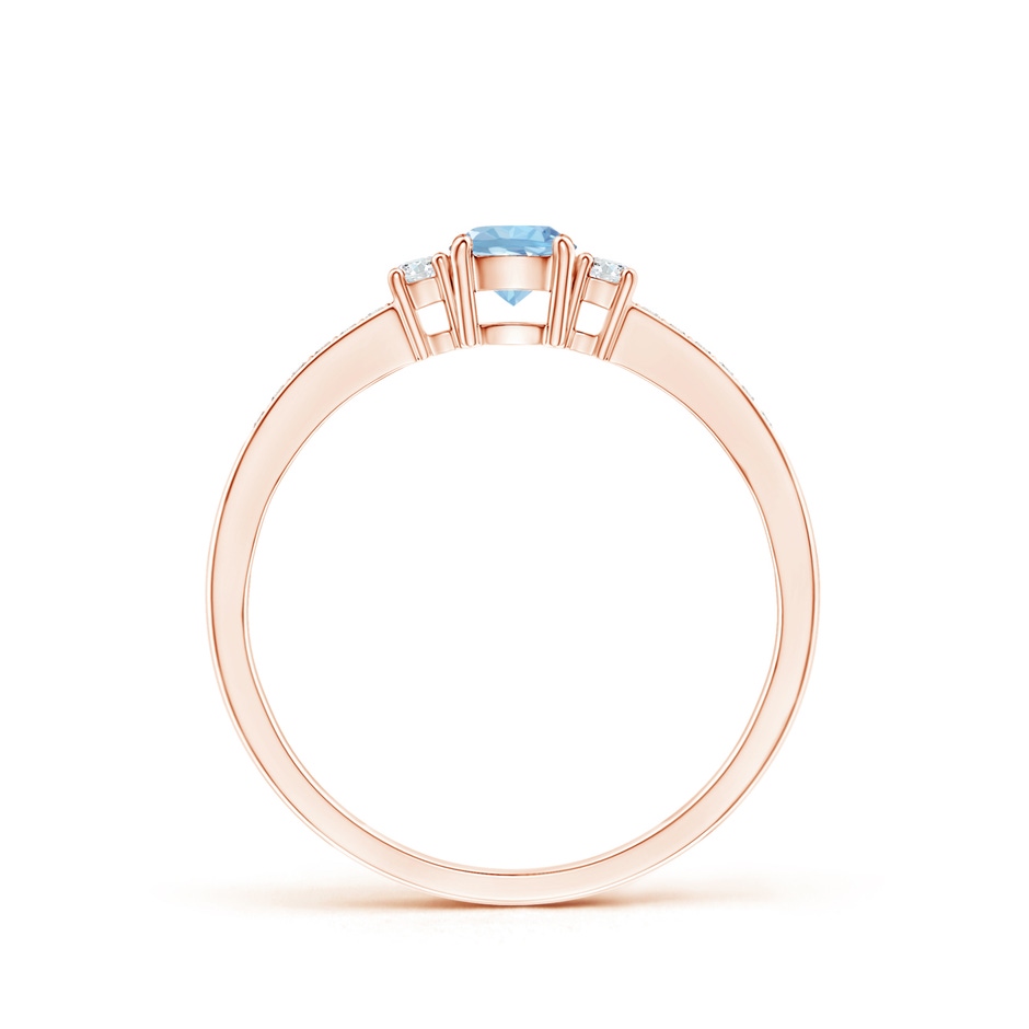 4mm AAA Classic Three Stone Round Aquamarine and Diamond Engagement Ring in Rose Gold side 199