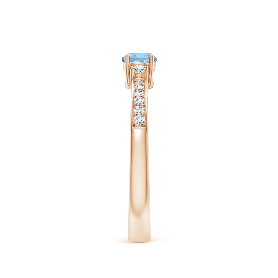 4mm AAA Classic Three Stone Round Aquamarine and Diamond Engagement Ring in Rose Gold side 299
