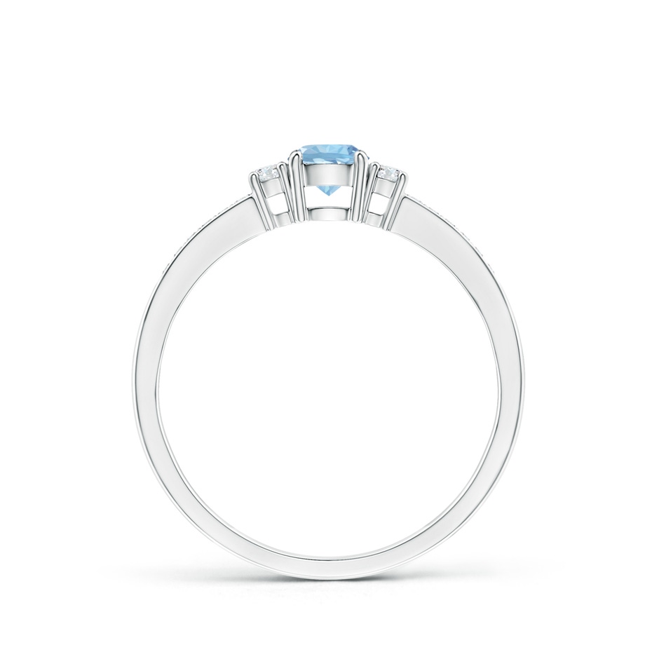 4mm AAA Classic Three Stone Round Aquamarine and Diamond Engagement Ring in White Gold side 199