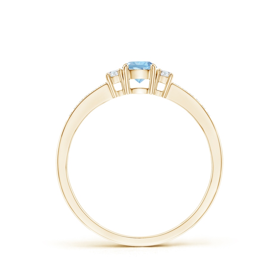 4mm AAA Classic Three Stone Round Aquamarine and Diamond Engagement Ring in Yellow Gold side 199