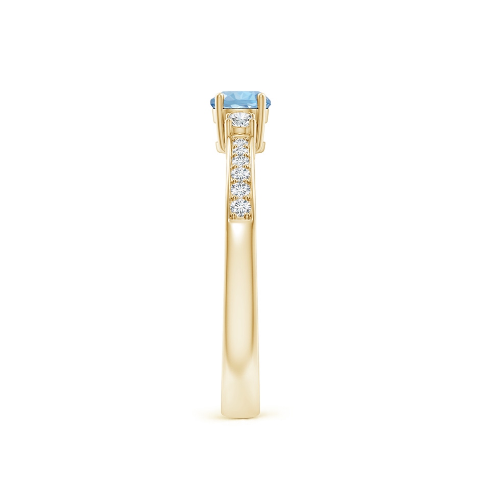 4mm AAA Classic Three Stone Round Aquamarine and Diamond Engagement Ring in Yellow Gold side 299