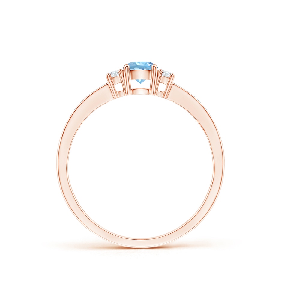 4mm AAAA Classic Three Stone Round Aquamarine and Diamond Engagement Ring in Rose Gold side 199