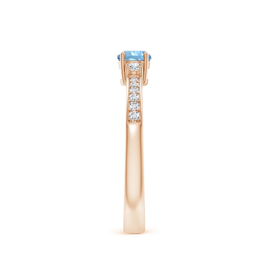 4mm AAAA Classic Three Stone Round Aquamarine and Diamond Engagement Ring in Rose Gold side 299
