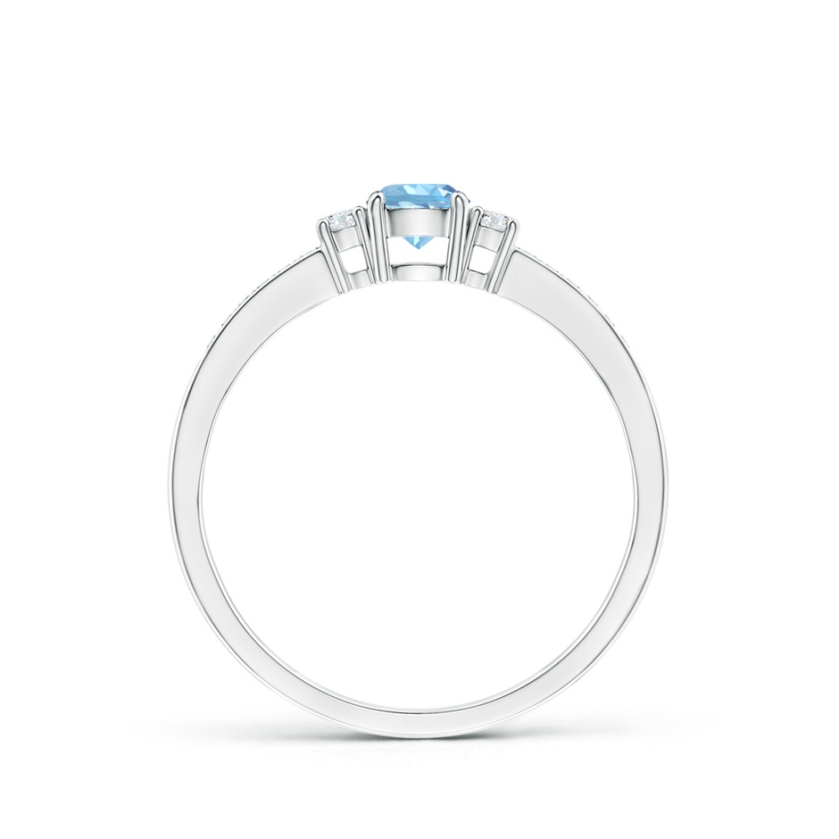 4mm AAAA Classic Three Stone Round Aquamarine and Diamond Engagement Ring in White Gold side 199