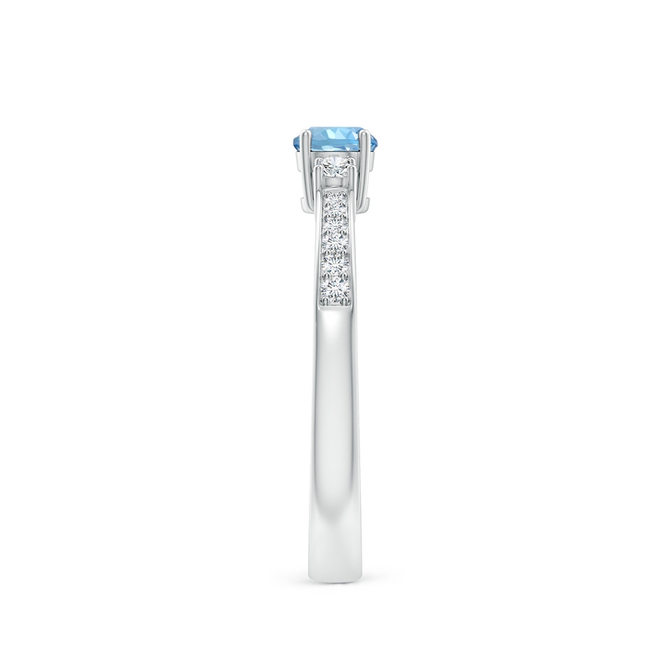 4mm AAAA Classic Three Stone Round Aquamarine and Diamond Engagement Ring in White Gold side 299