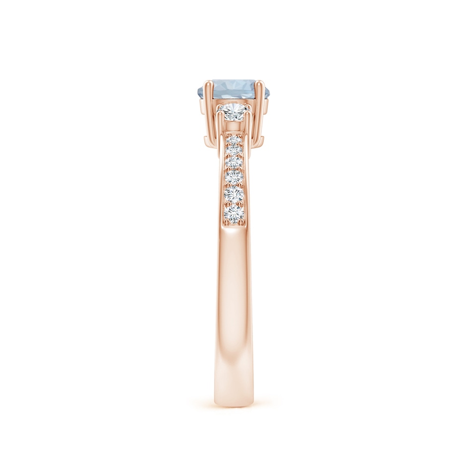 5mm A Classic Three Stone Round Aquamarine and Diamond Engagement Ring in Rose Gold side 299