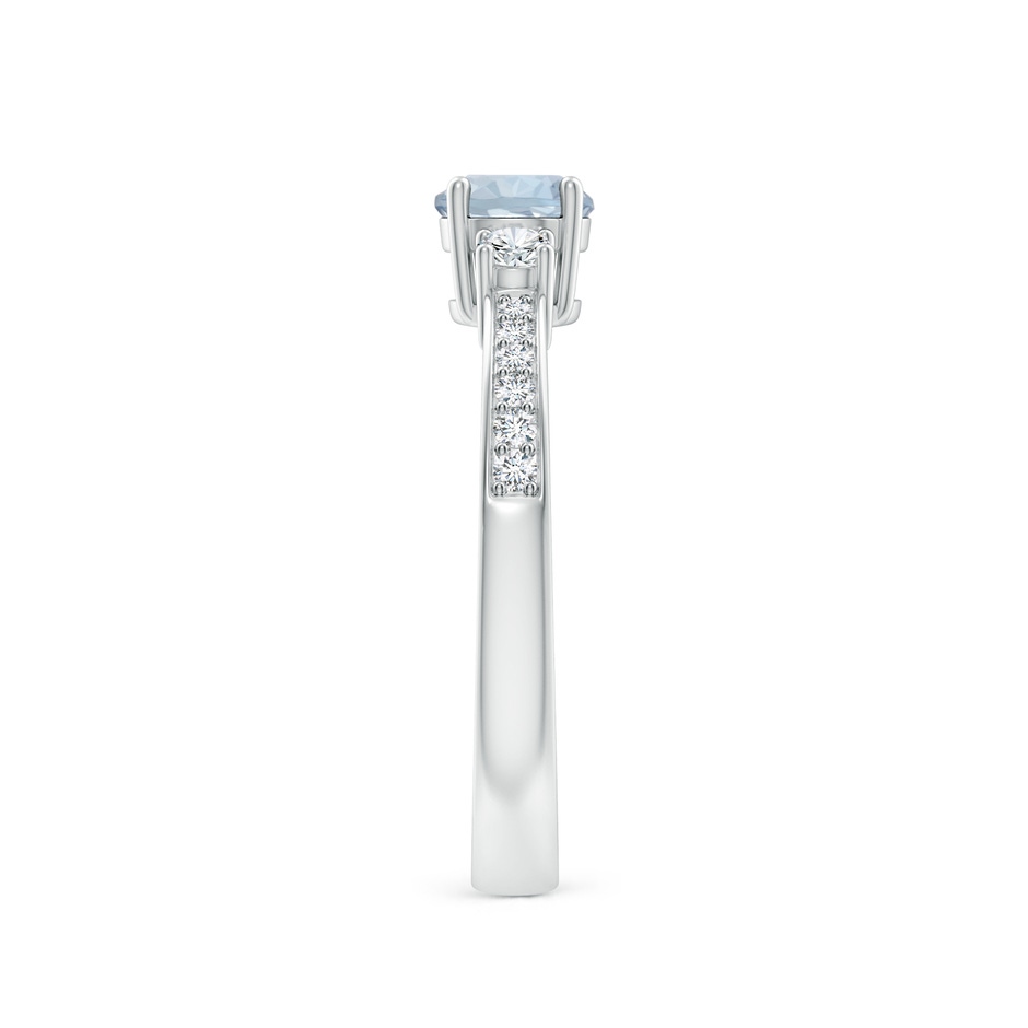 5mm A Classic Three Stone Round Aquamarine and Diamond Engagement Ring in White Gold side 299