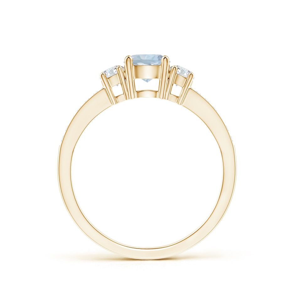 5mm A Classic Three Stone Round Aquamarine and Diamond Engagement Ring in Yellow Gold side 199
