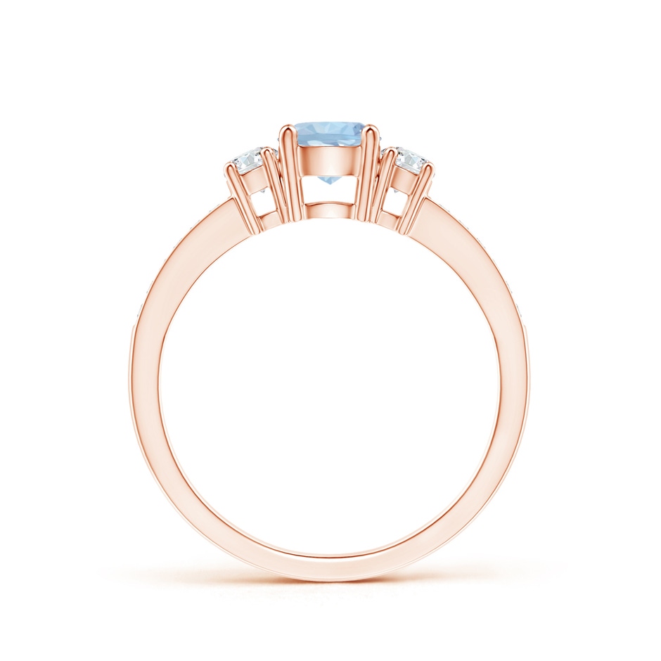 5mm AA Classic Three Stone Round Aquamarine and Diamond Engagement Ring in Rose Gold side 199