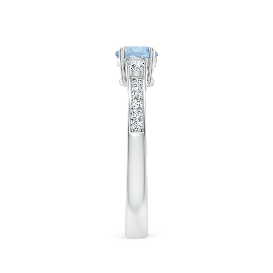 5mm AA Classic Three Stone Round Aquamarine and Diamond Engagement Ring in White Gold side 299