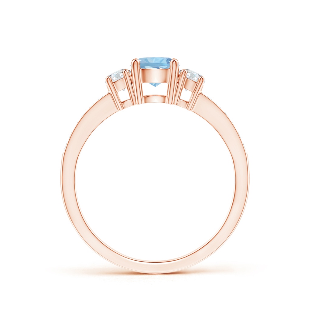 5mm AAA Classic Three Stone Aquamarine and Diamond Ring in Rose Gold Side-1