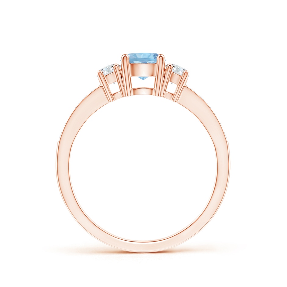 5mm AAA Classic Three Stone Round Aquamarine and Diamond Engagement Ring in Rose Gold side 199