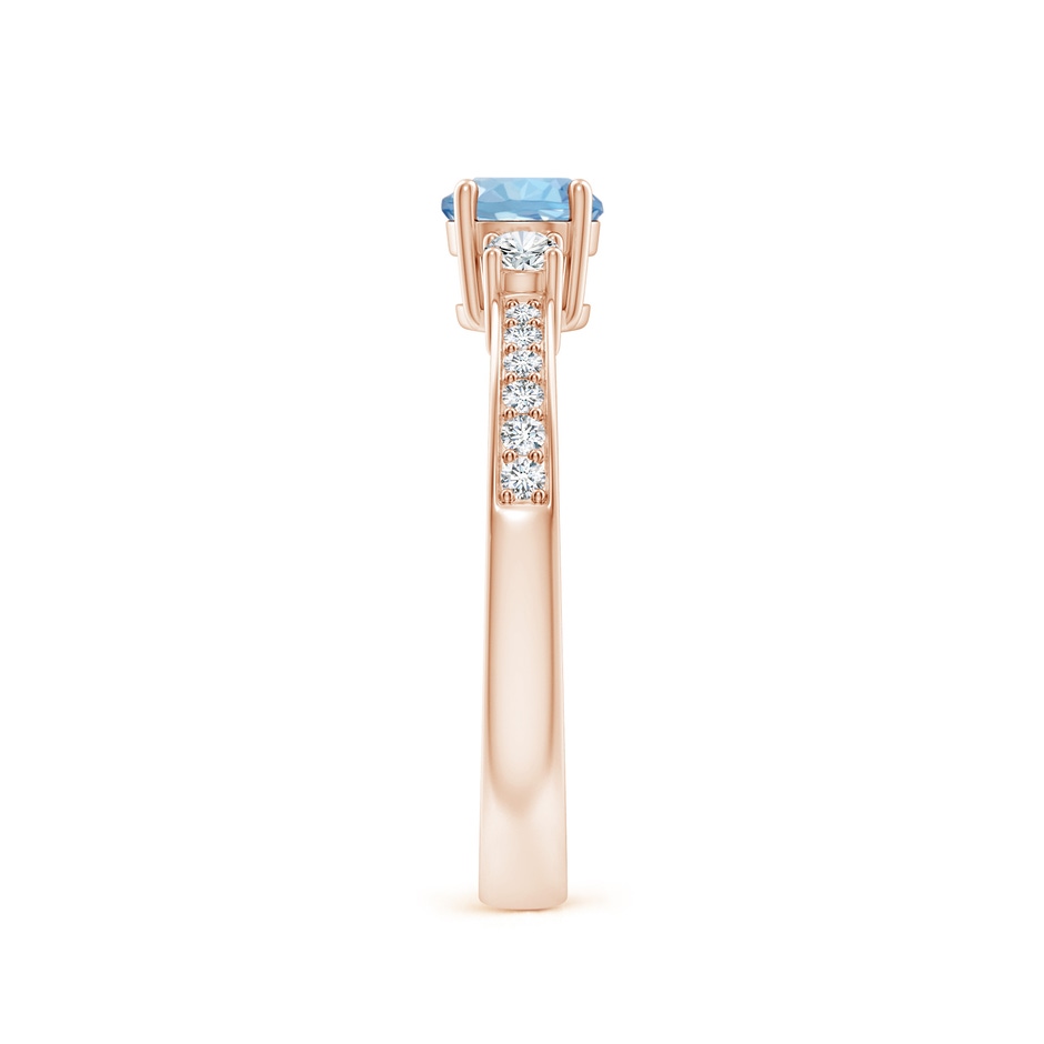 5mm AAA Classic Three Stone Round Aquamarine and Diamond Engagement Ring in Rose Gold side 299