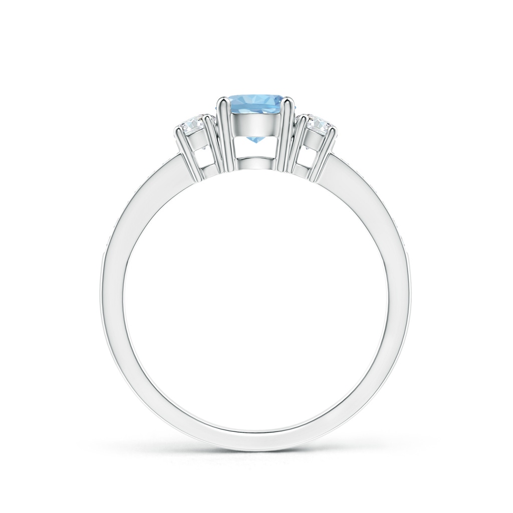 5mm AAA Classic Three Stone Aquamarine and Diamond Ring in White Gold Side-1