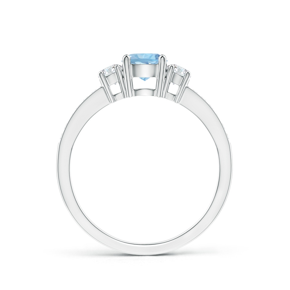 5mm AAA Classic Three Stone Round Aquamarine and Diamond Engagement Ring in White Gold side 199