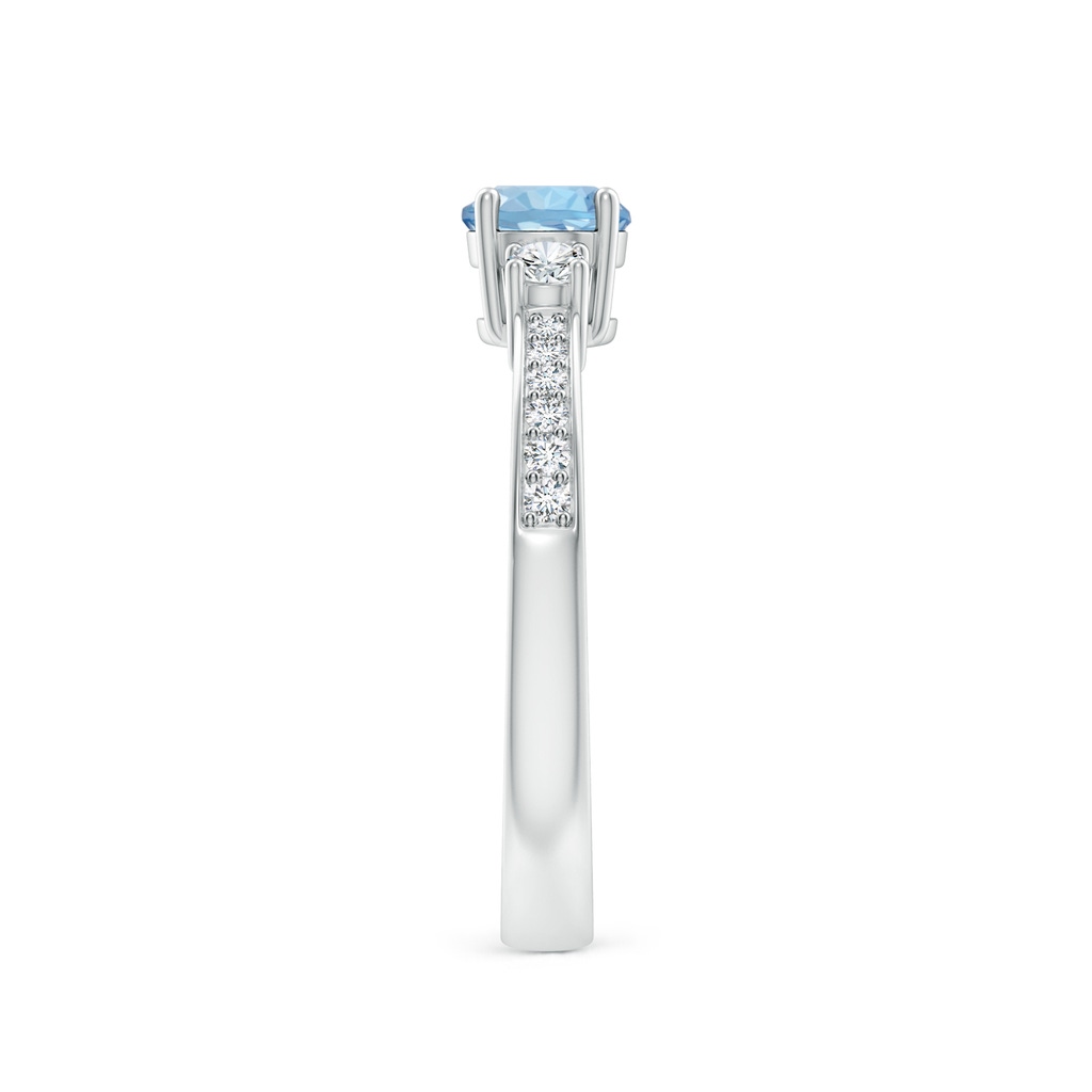 5mm AAA Classic Three Stone Aquamarine and Diamond Ring in White Gold Side-2
