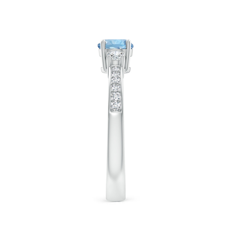 5mm AAA Classic Three Stone Round Aquamarine and Diamond Engagement Ring in White Gold side 299