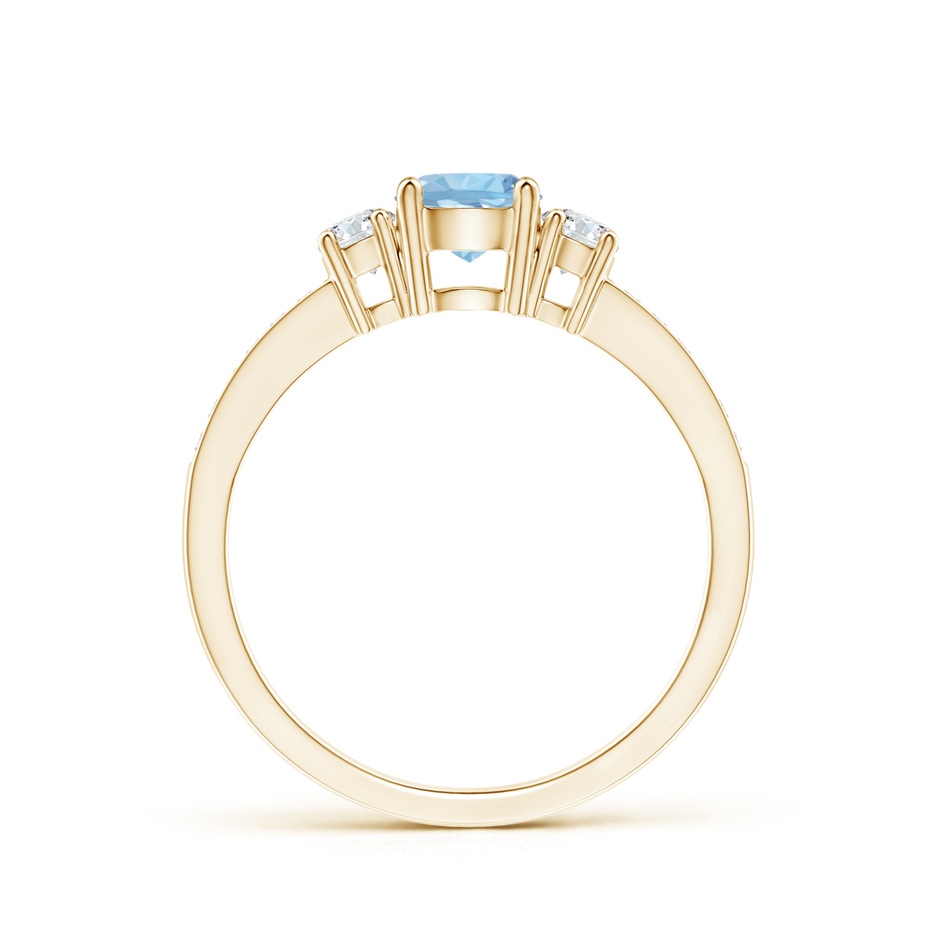 5mm AAA Classic Three Stone Round Aquamarine and Diamond Engagement Ring in Yellow Gold side 199