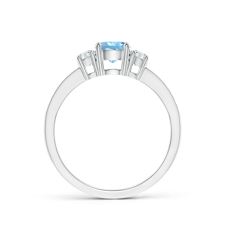 5mm AAAA Classic Three Stone Round Aquamarine and Diamond Engagement Ring in P950 Platinum side 199