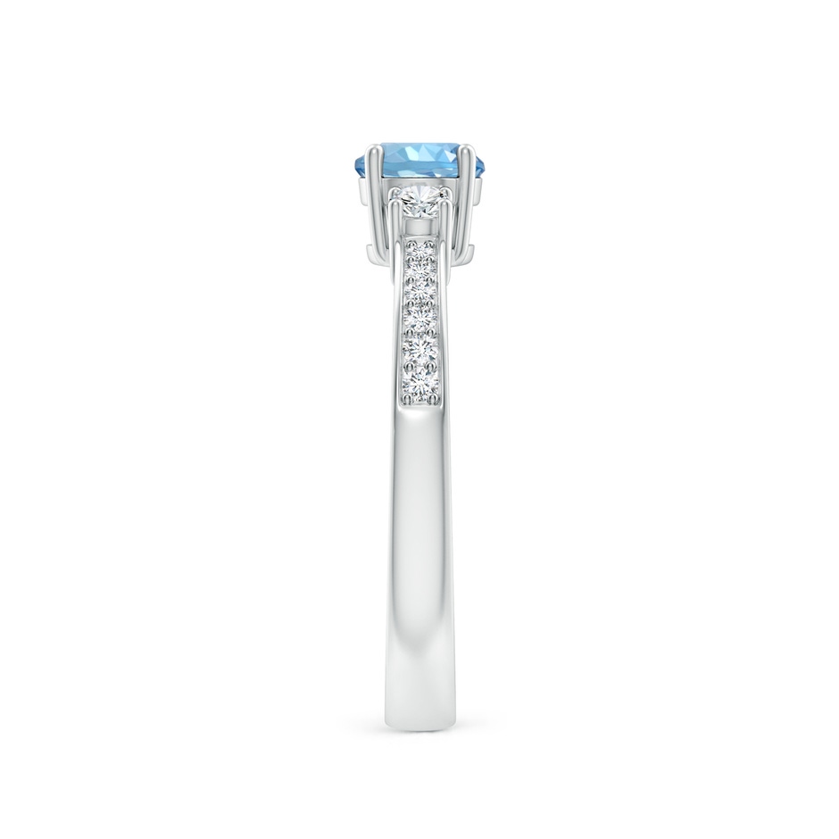 5mm AAAA Classic Three Stone Round Aquamarine and Diamond Engagement Ring in P950 Platinum side 299
