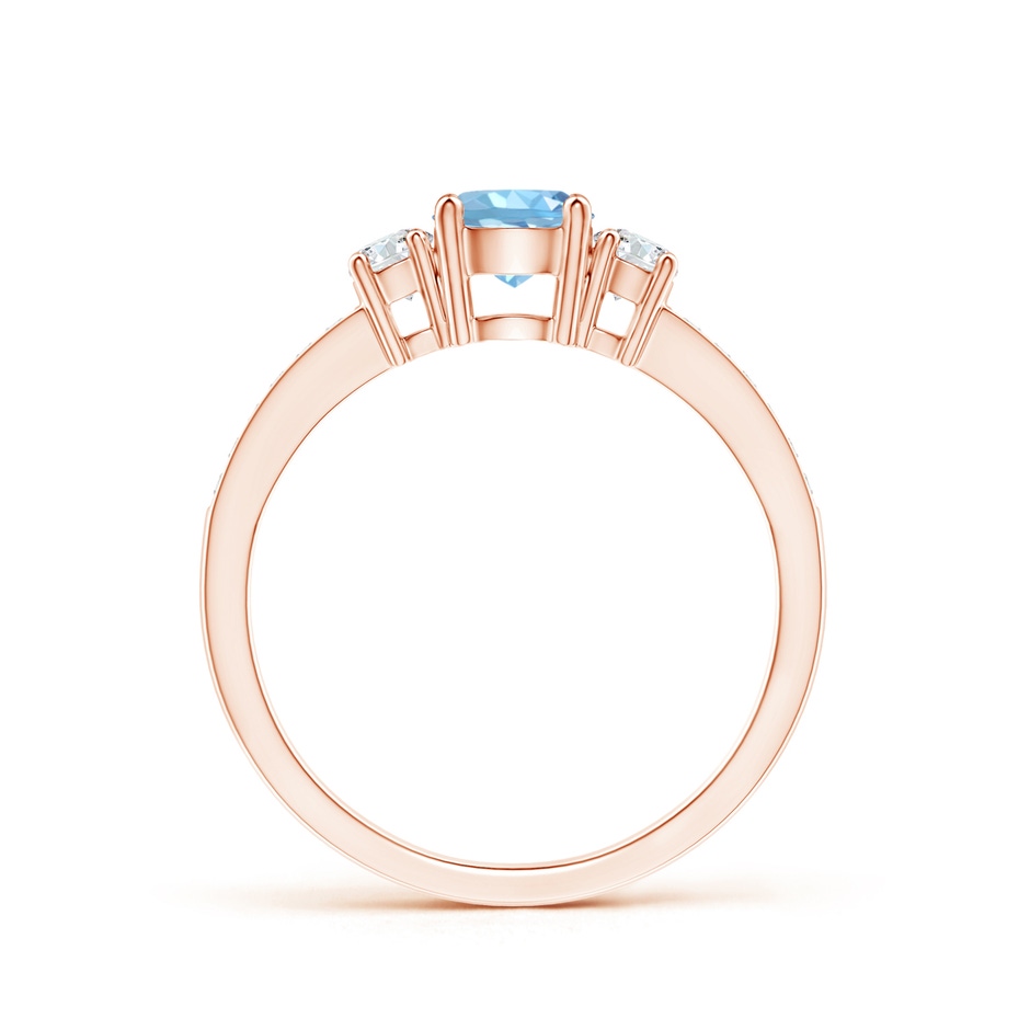 5mm AAAA Classic Three Stone Round Aquamarine and Diamond Engagement Ring in Rose Gold side 199