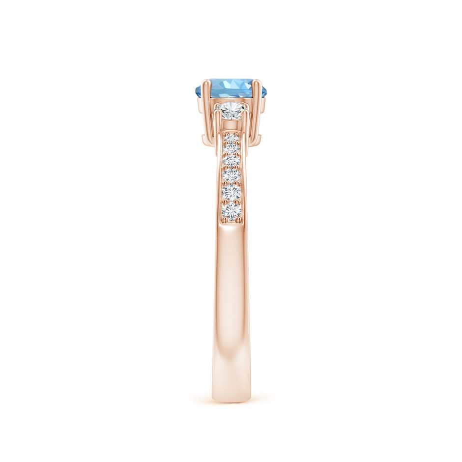 5mm AAAA Classic Three Stone Round Aquamarine and Diamond Engagement Ring in Rose Gold side 299