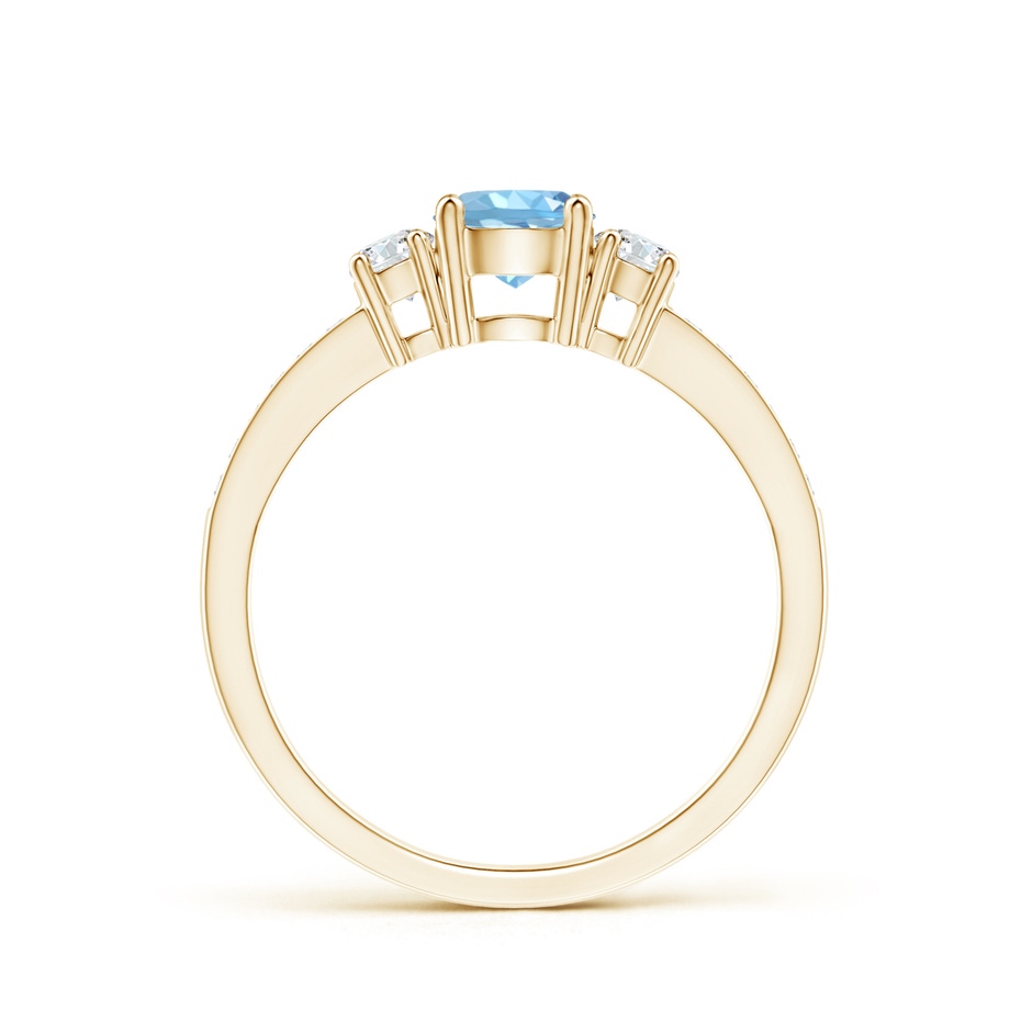 5mm AAAA Classic Three Stone Round Aquamarine and Diamond Engagement Ring in Yellow Gold side 199