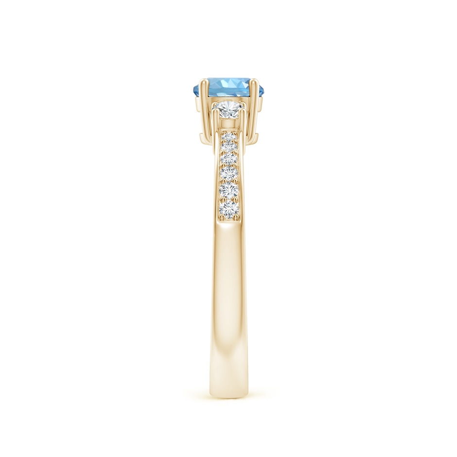 5mm AAAA Classic Three Stone Round Aquamarine and Diamond Engagement Ring in Yellow Gold side 299