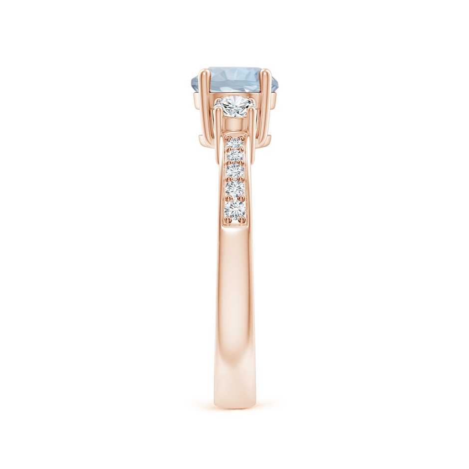 6mm A Classic Three Stone Round Aquamarine and Diamond Engagement Ring in Rose Gold side 299