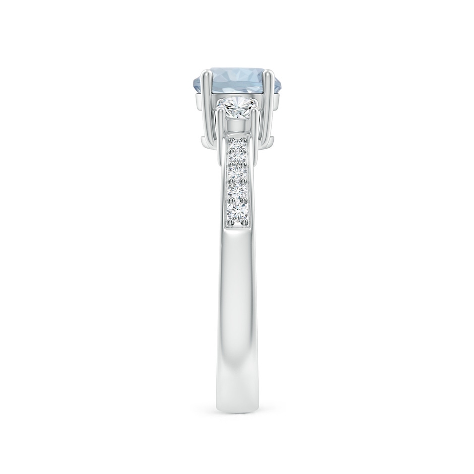 6mm A Classic Three Stone Round Aquamarine and Diamond Engagement Ring in White Gold side 299
