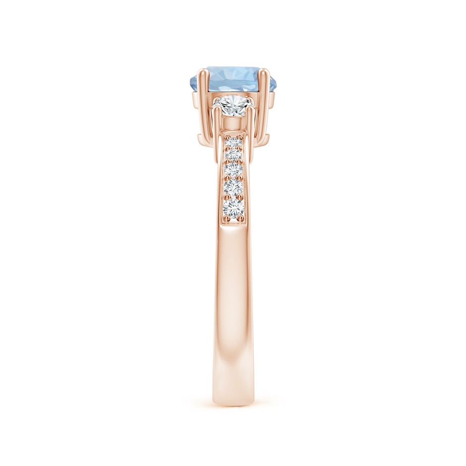 6mm AA Classic Three Stone Round Aquamarine and Diamond Engagement Ring in Rose Gold side 299