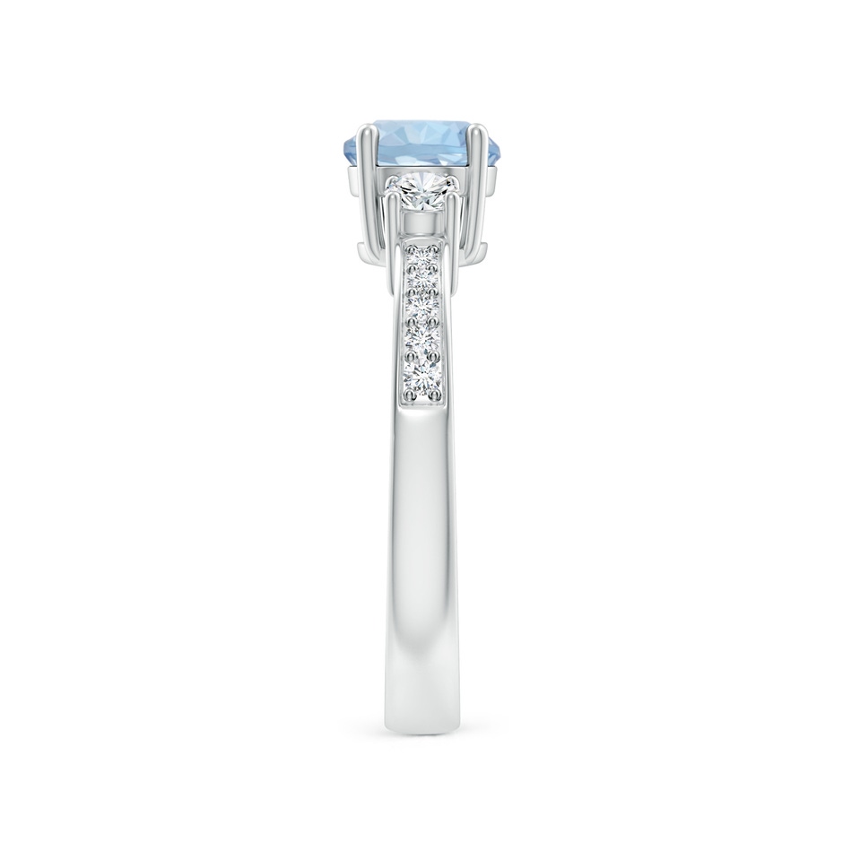 6mm AA Classic Three Stone Round Aquamarine and Diamond Engagement Ring in White Gold side 299
