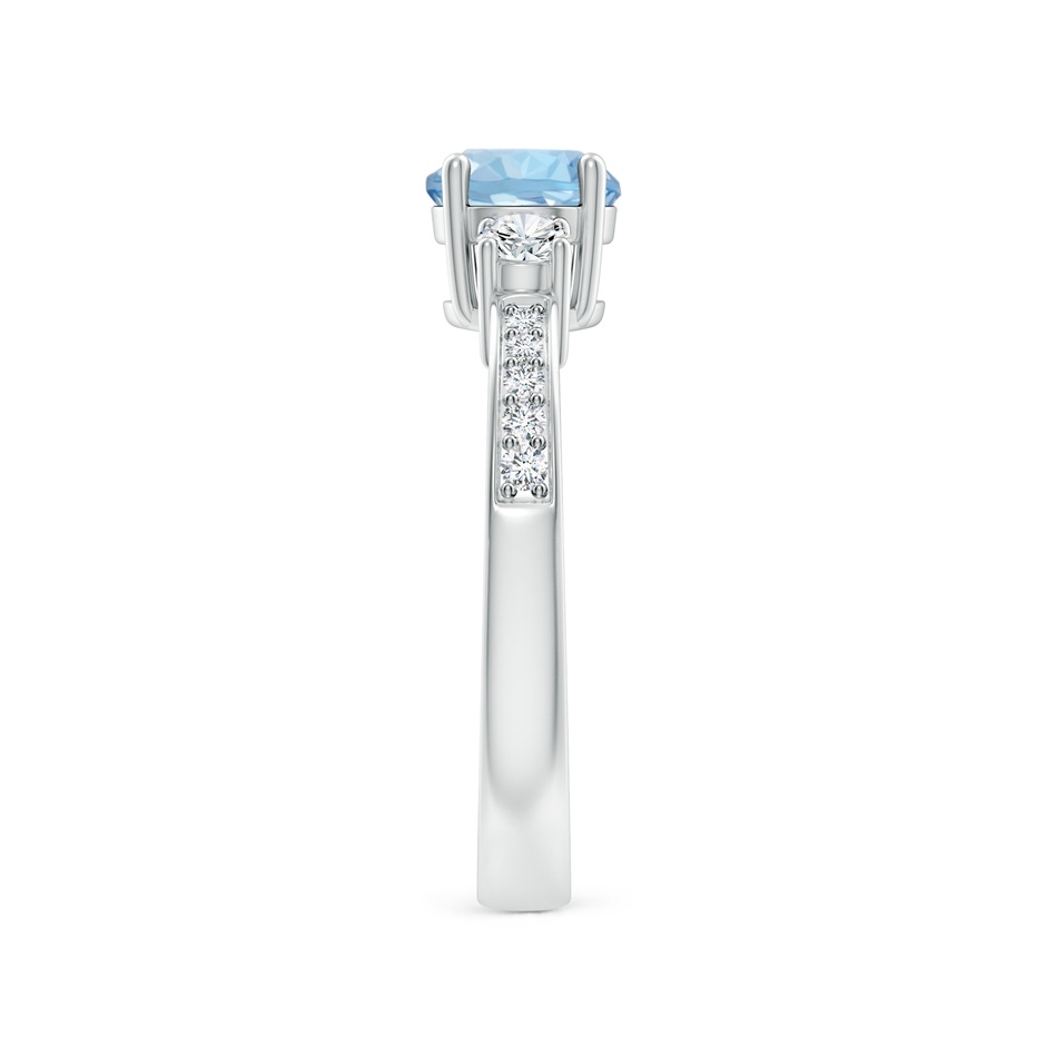 6mm AAA Classic Three Stone Round Aquamarine and Diamond Engagement Ring in White Gold side 299