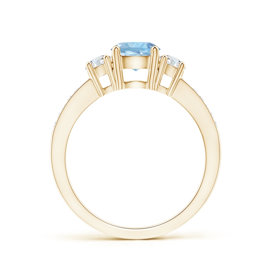 6mm AAA Classic Three Stone Round Aquamarine and Diamond Engagement Ring in Yellow Gold side 199