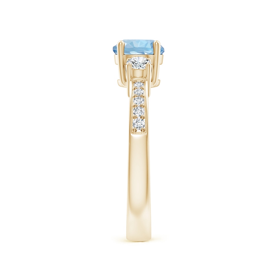 6mm AAA Classic Three Stone Round Aquamarine and Diamond Engagement Ring in Yellow Gold side 299