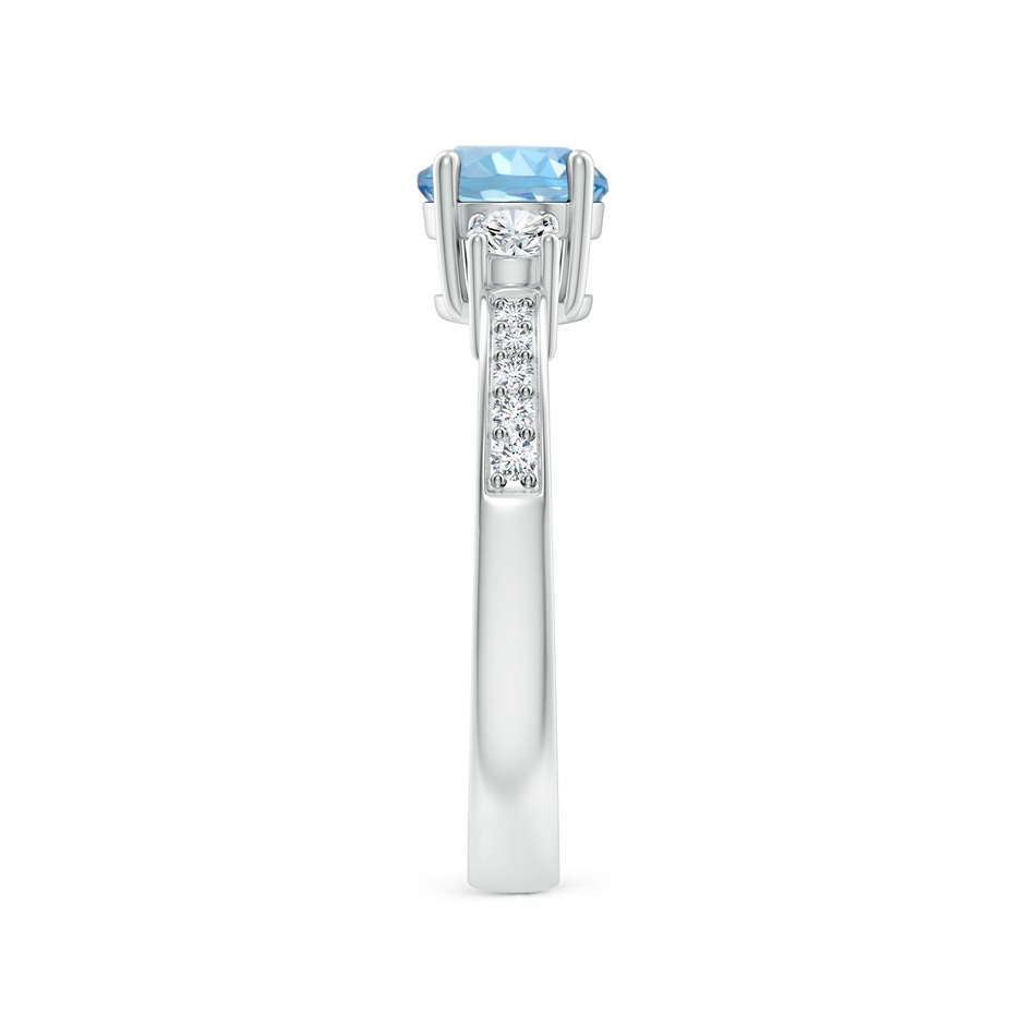 6mm AAAA Classic Three Stone Round Aquamarine and Diamond Engagement Ring in P950 Platinum side 299